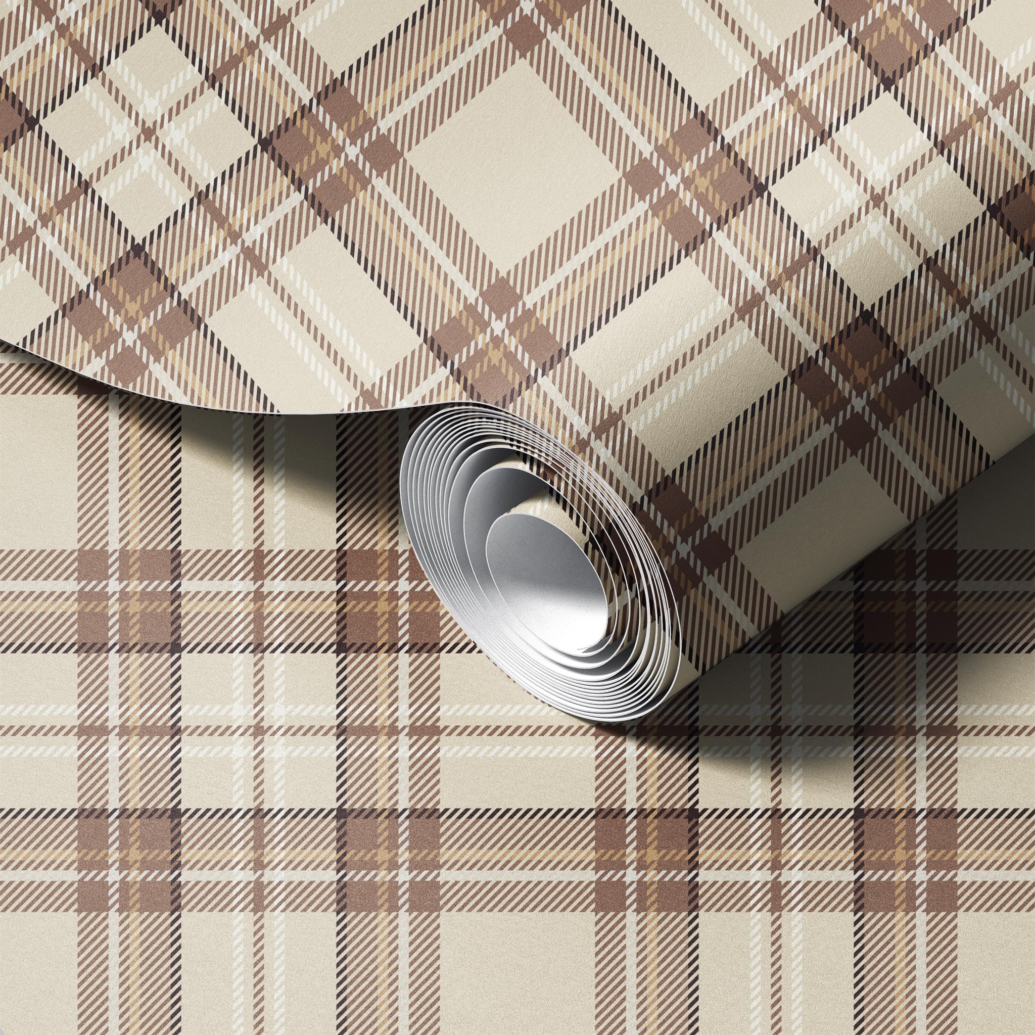Plaid peel and stick wallpaper room mockup